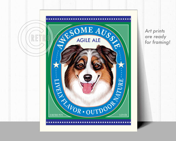 Awesome Aussie Agile Ale | Pets Shepherd Art | Retro Pets Art
