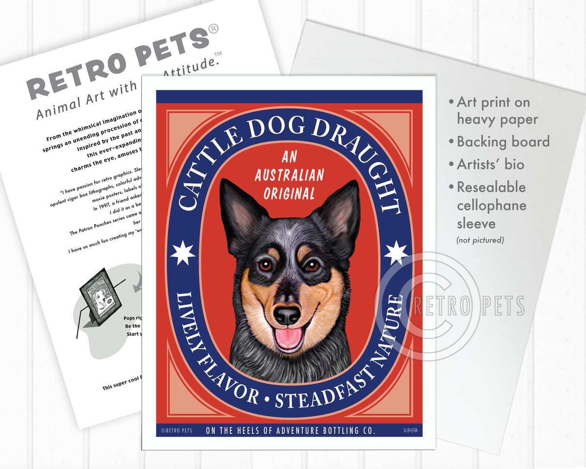 Cattle Dog Draught | Cattle Dog Art | Retro Pets Art