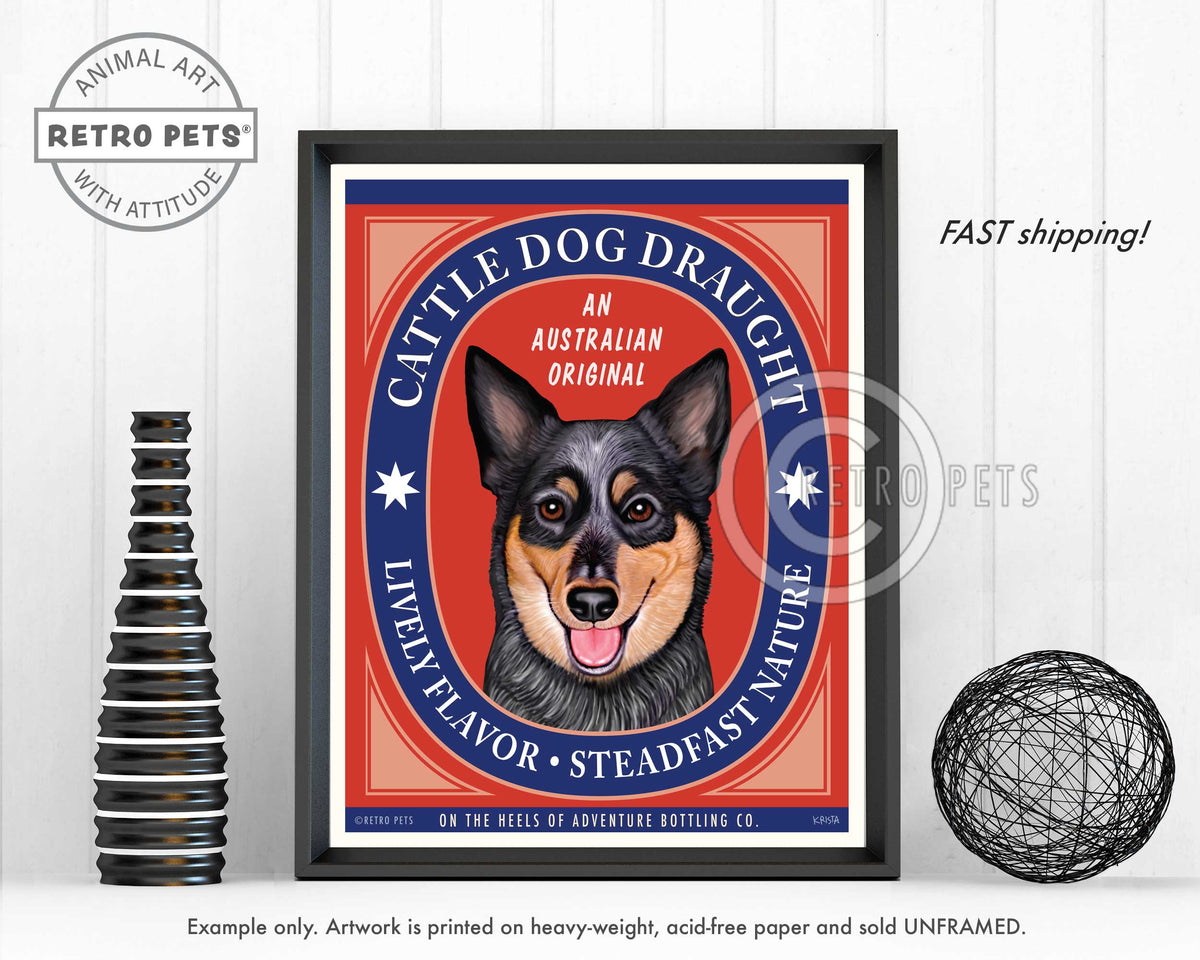 Cattle Dog Draught | Cattle Dog Art | Retro Pets Art