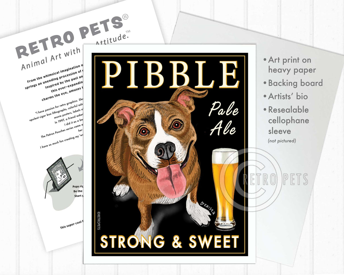 Pitbull Terrier Art "Pibble Pale Ale" Art Print by Krista Brooks