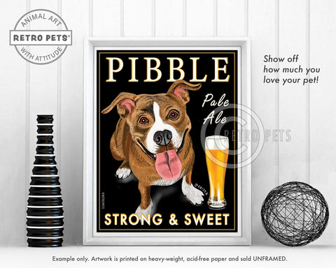 Pitbull Terrier Art "Pibble Pale Ale" Art Print by Krista Brooks