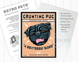 Pug Art "Grunting Pug" Art Print by Krista Brooks