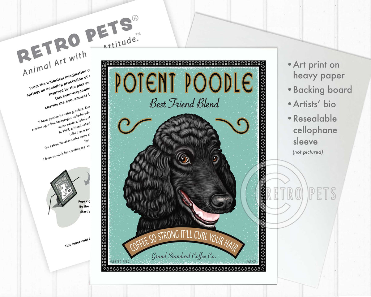 Poodle Art "Potent Poodle Fine French Roast" Art Print by Krista Brooks