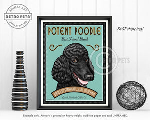 Poodle Art "Potent Poodle Fine French Roast" Art Print by Krista Brooks