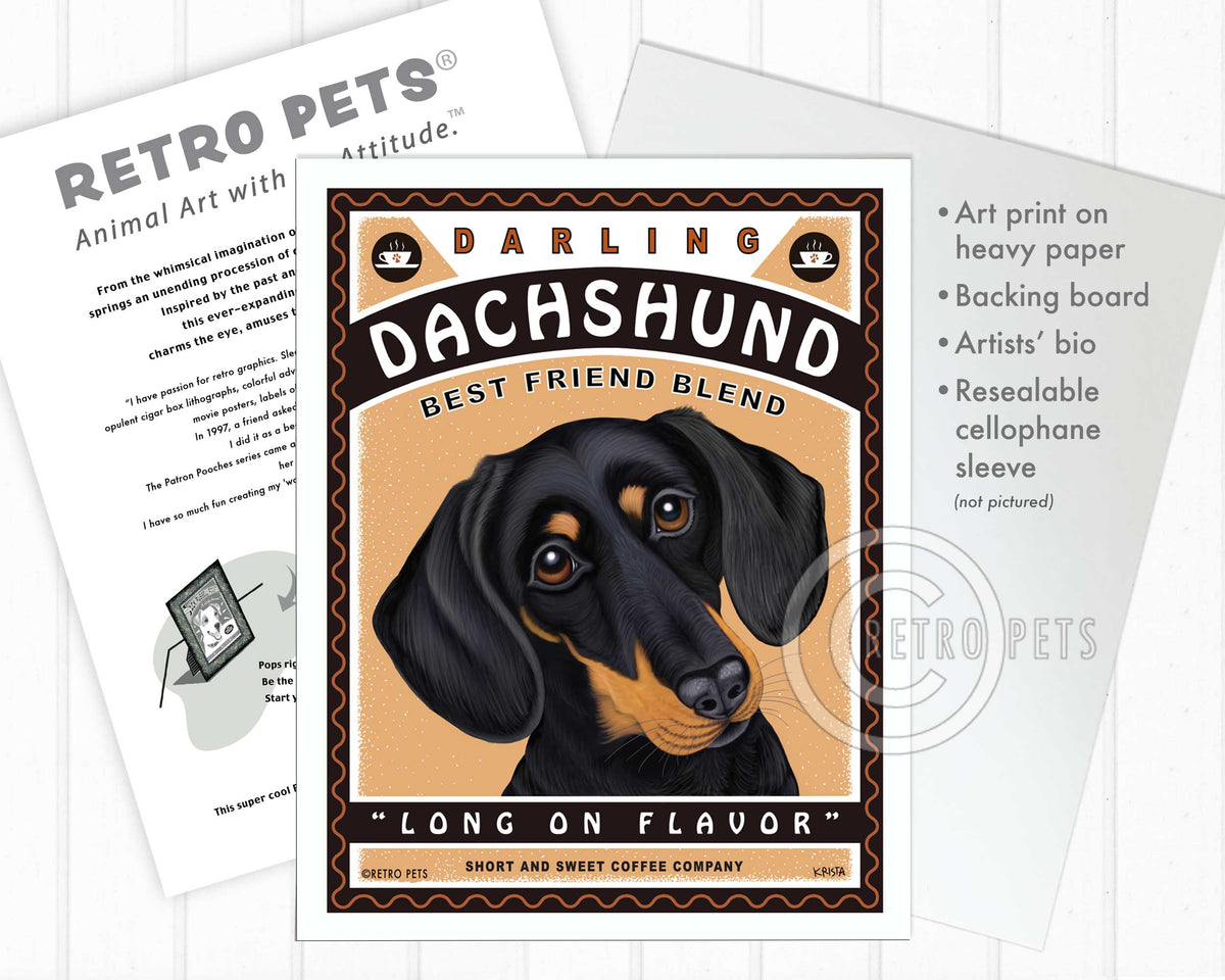 Darling Dachshund Coffee Art | Dachshund Coffee Art | Retro Pets Art