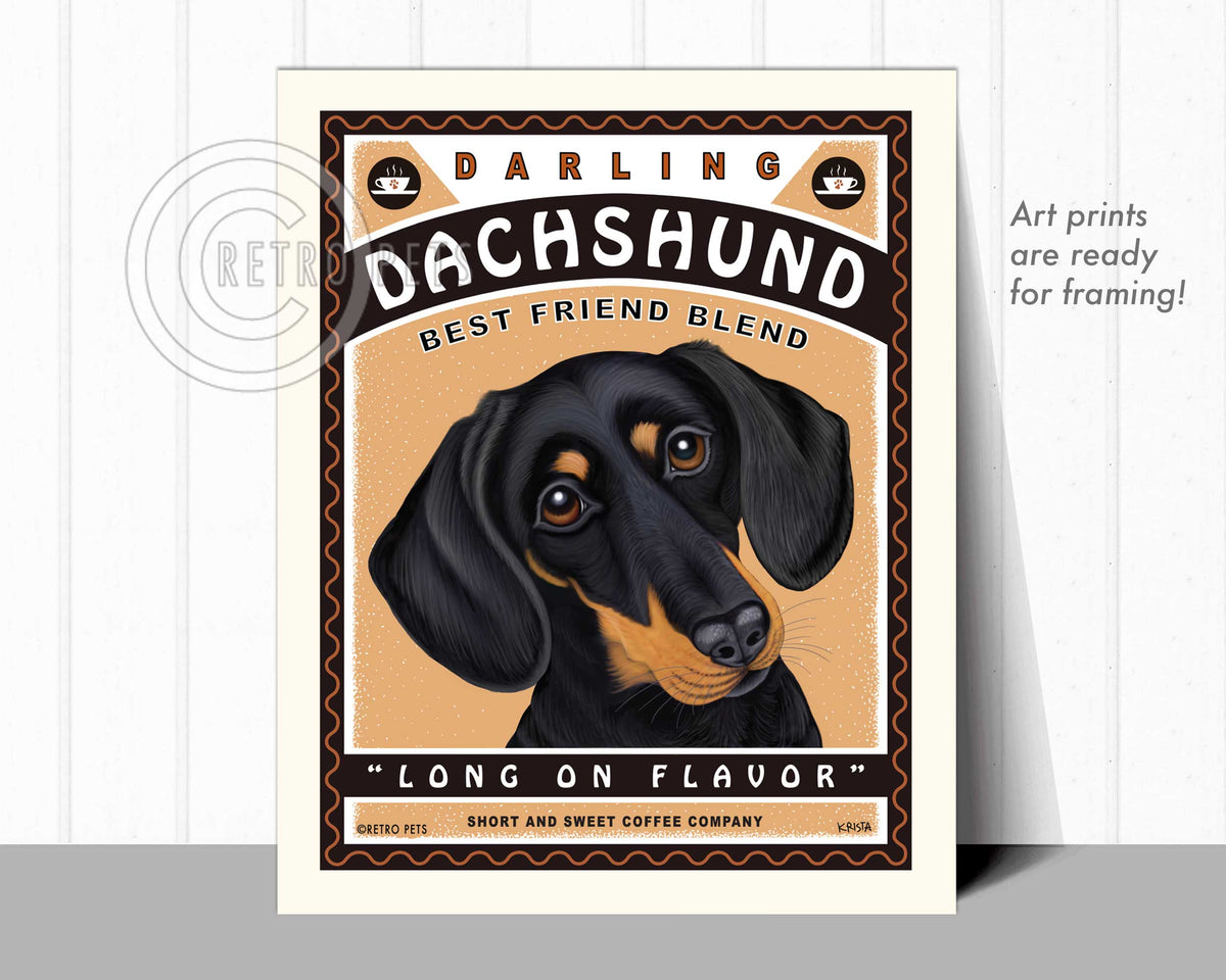 Darling Dachshund Coffee Art | Dachshund Coffee Art | Retro Pets Art