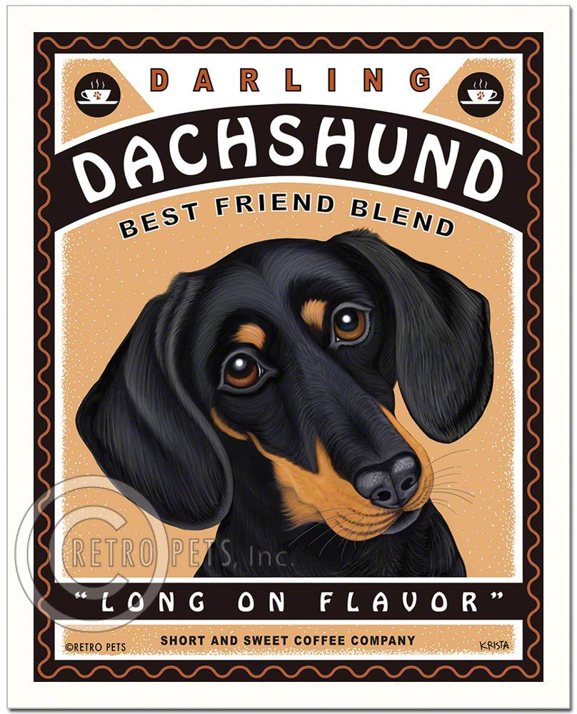 Darling Dachshund Coffee Art | Dachshund Coffee Art | Retro Pets Art