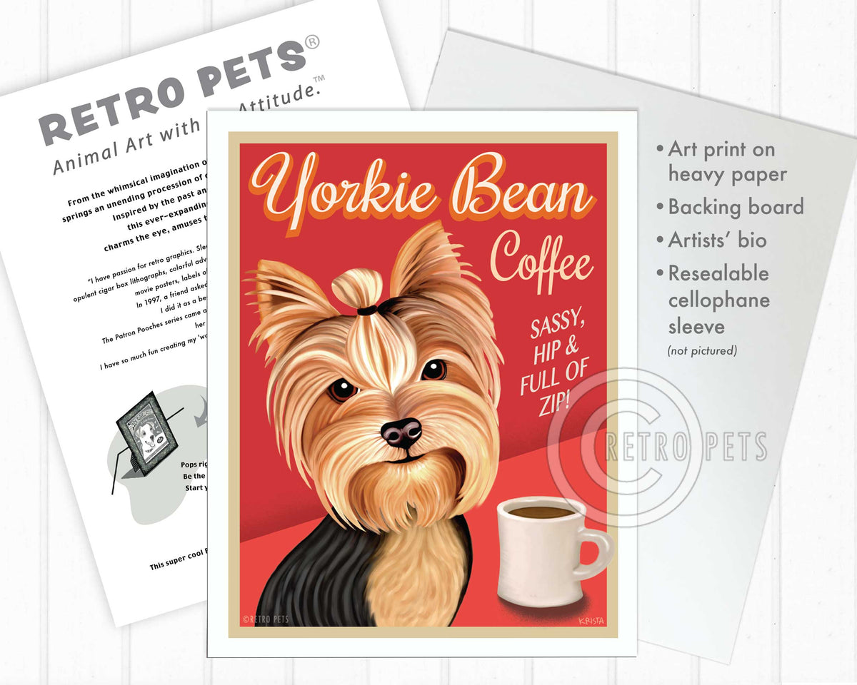 Yorkshire Terrier Art "Yorkie Bean Coffee" Art Print by Krista Brooks