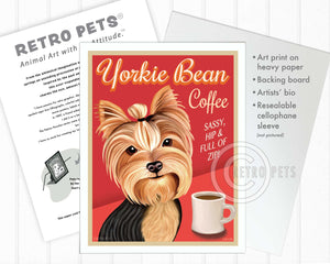 Yorkshire Terrier Art "Yorkie Bean Coffee" Art Print by Krista Brooks