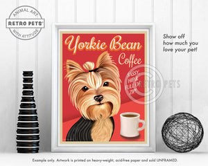 Yorkshire Terrier Art "Yorkie Bean Coffee" Art Print by Krista Brooks