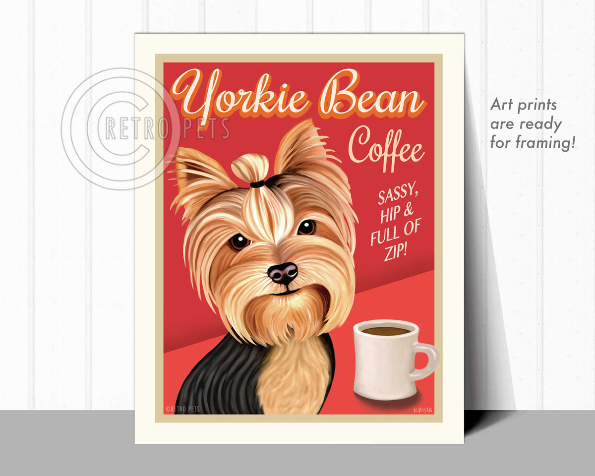 Yorkshire Terrier Art "Yorkie Bean Coffee" Art Print by Krista Brooks