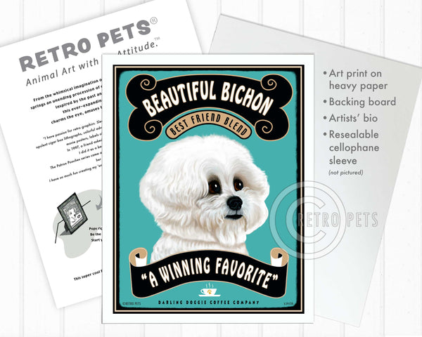Bichon Frise Art "Beautiful Bichon Coffee" Art Print by Krista Brooks