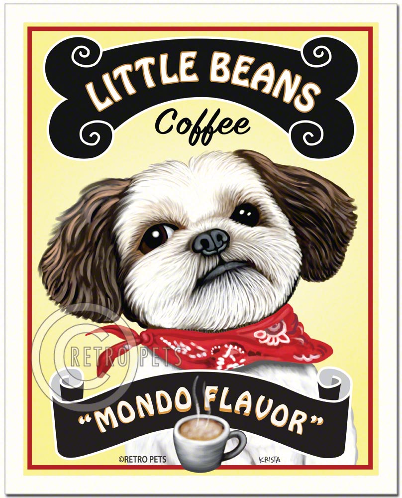 Shih-Tzu Art "Little Beans Coffee" | Retro Pets Art
