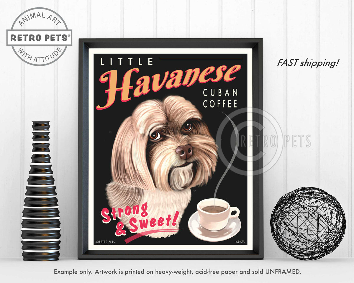 Havanese Art "Little Havanese Cuban Coffee" Art Print by Krista Brooks