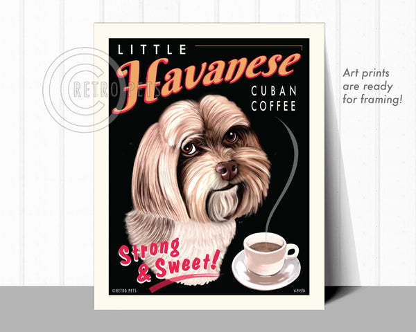 Havanese Art "Little Havanese Cuban Coffee" Art Print by Krista Brooks