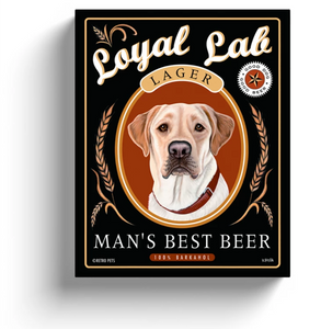 Labrador Retriever Art, Yellow Lab "Man's Best Beer" Gallery-wrapped Canvas