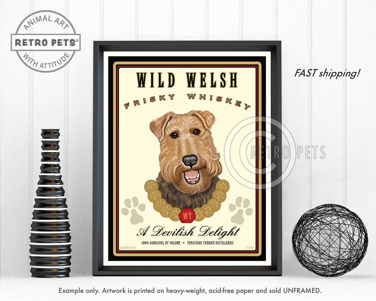 Welsh Terrier Art "Wild Welsh Frisky Whiskey" Art Print by Krista Brooks