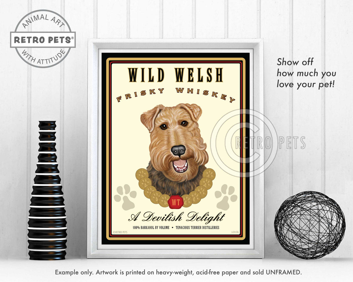 Welsh Terrier Art "Wild Welsh Frisky Whiskey" Art Print by Krista Brooks