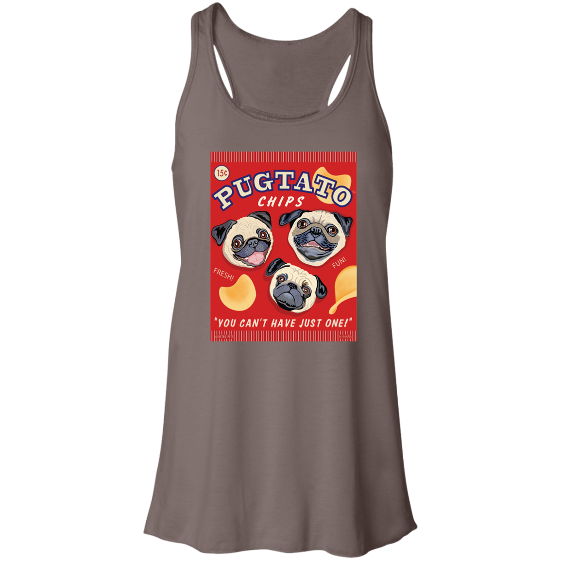 Pug T-shirt, Pug Racerback Tank, Pugtato Chips, Flowy Tank