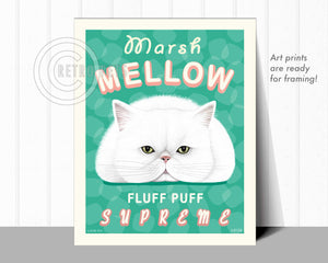 Cat Framed Art "Marsh Mellow" | Retro Pets Art