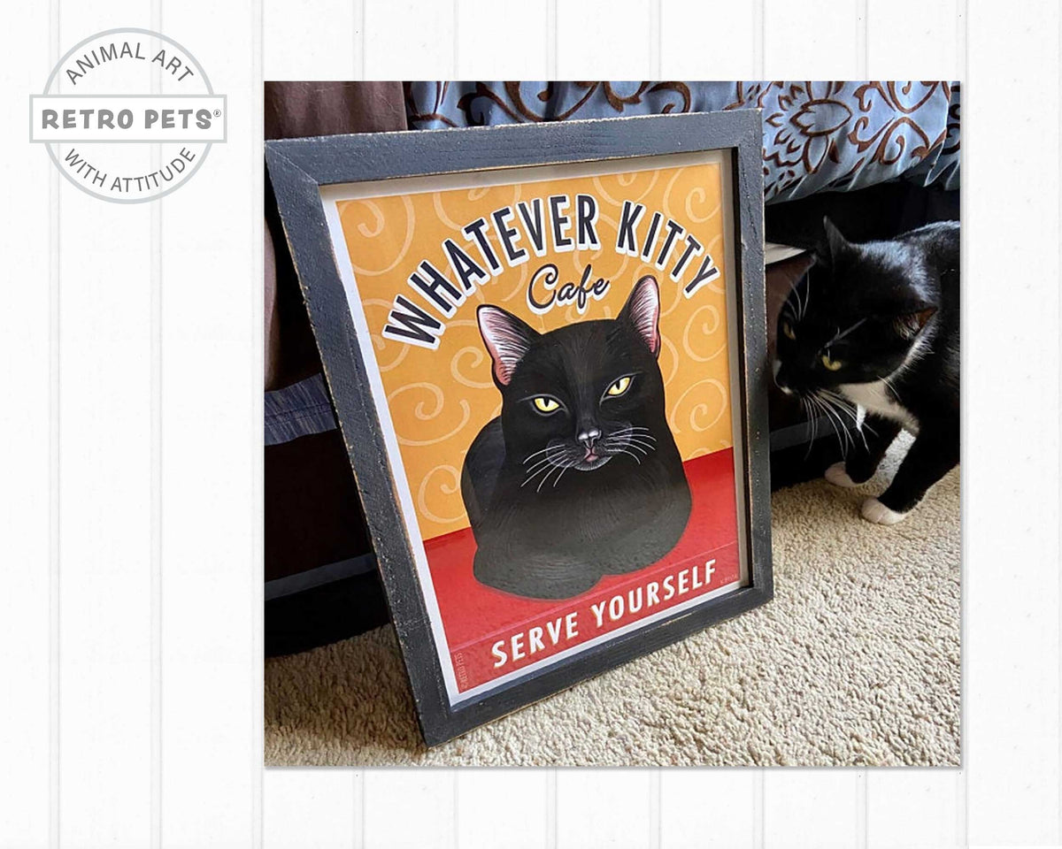 Whatever Kitty Cat Art | Whatever Kitty Framed Art | Retro Pets Art