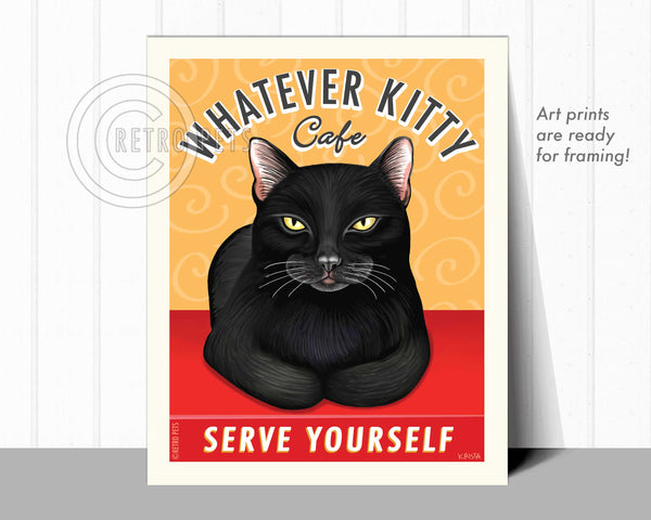 Whatever Kitty Cat Art | Whatever Kitty Framed Art | Retro Pets Art