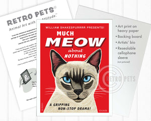 Cat Wall Art "Much Meow About Nothing" | Retro Pets Art