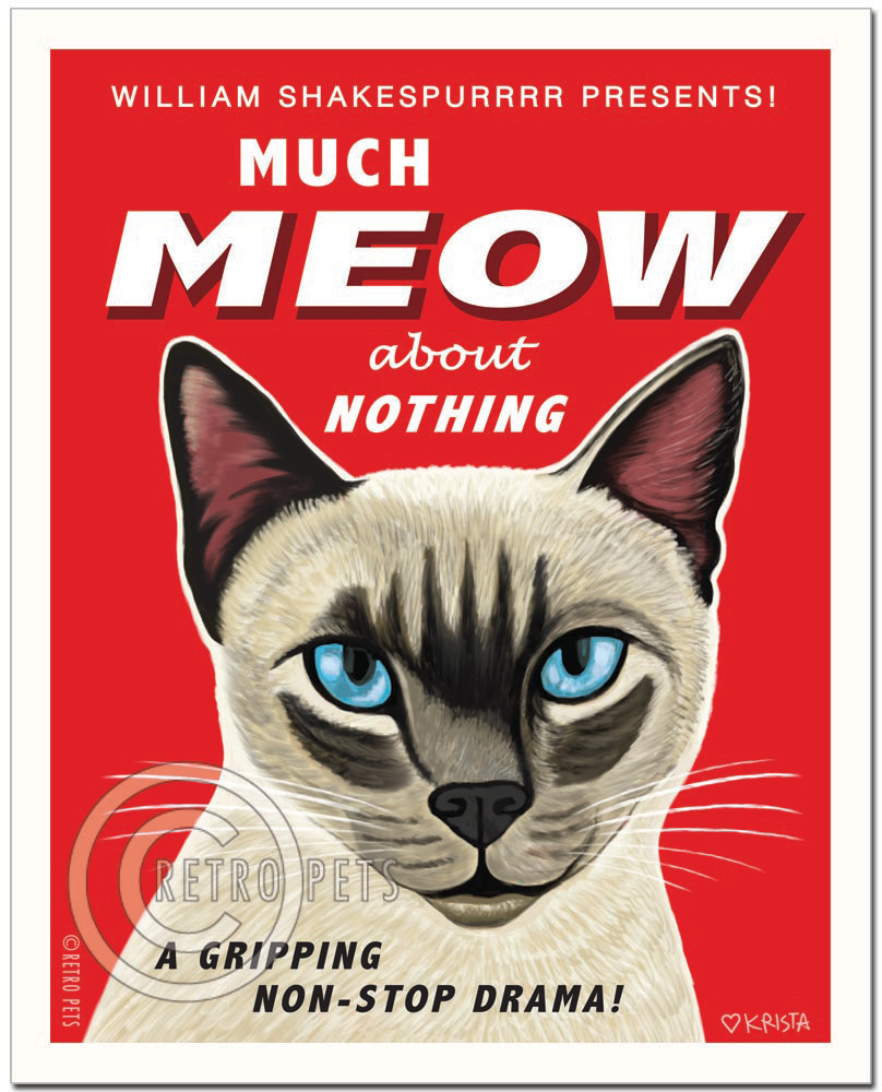 Cat Wall Art "Much Meow About Nothing" | Retro Pets Art