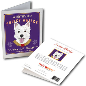 Westie Art "Wild Westie Frisky Whisky" 6 Small Greeting Cards by Krista Brooks