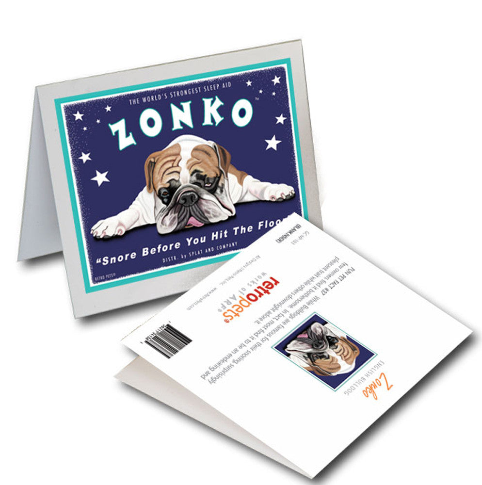 Bulldog Art Cards | 6 Small Greeting Cards | Retro Pets Art