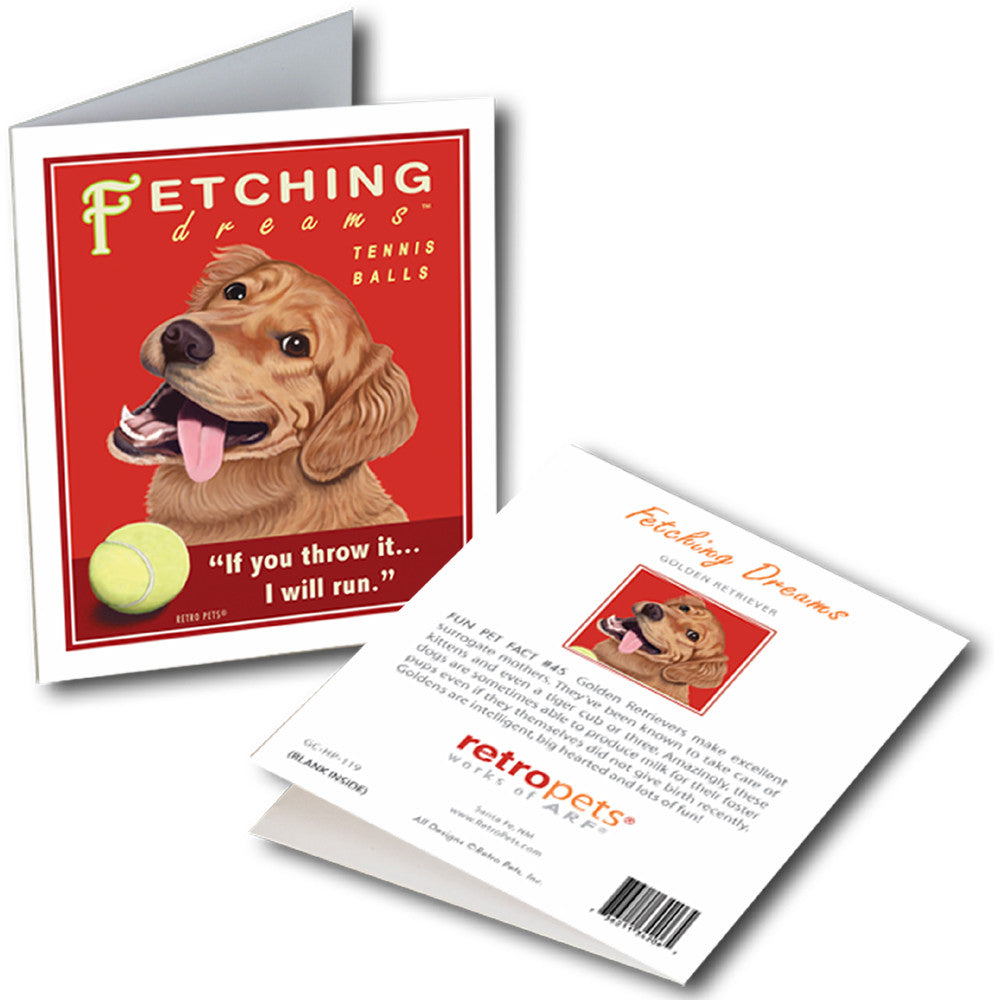 Golden Retriever Art "Fetching Dreams" 6 Small Greeting Cards by Krista Brooks
