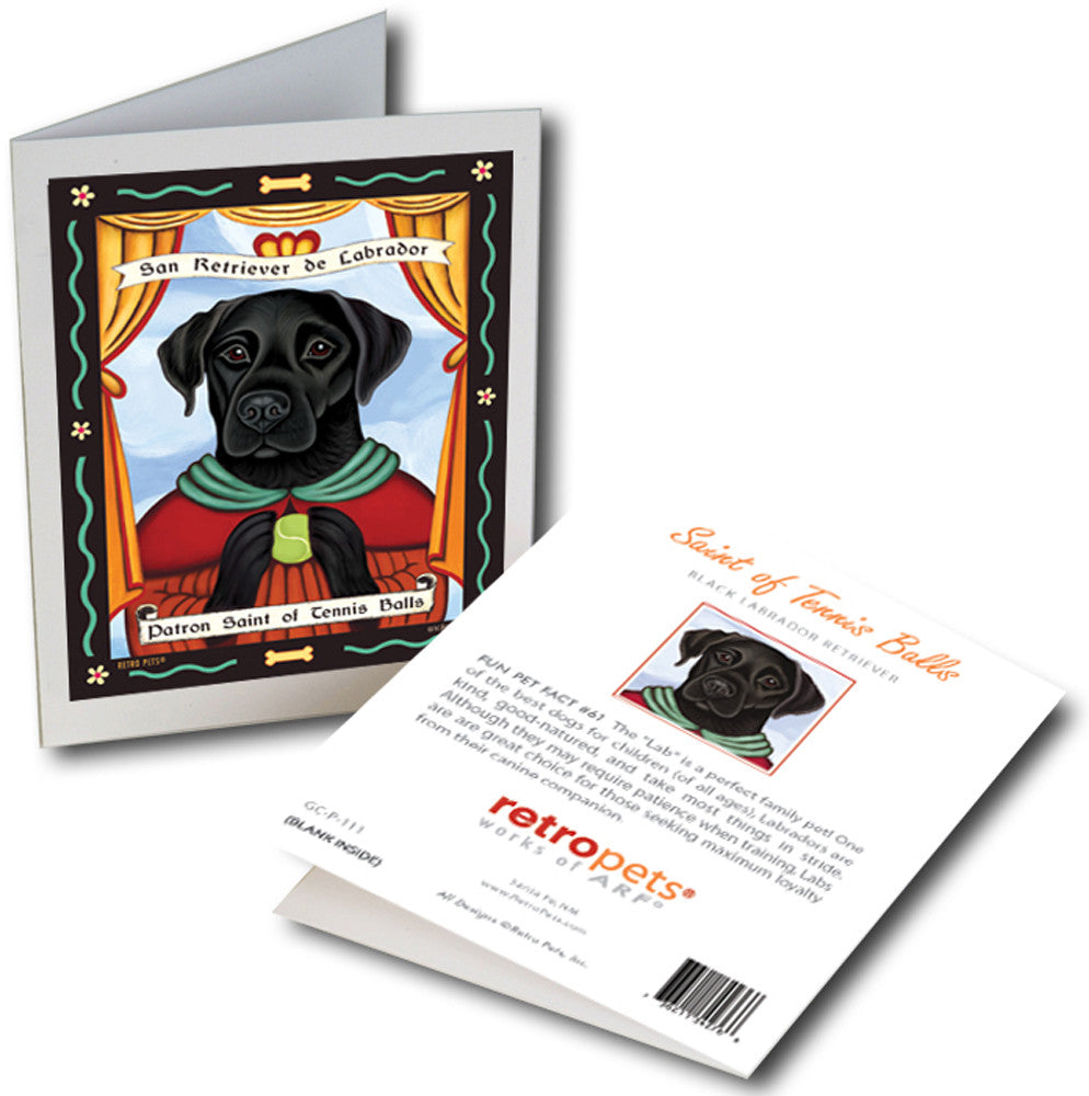 Labrador Art "Saint of Tennis Balls - Black Lab" 6 Small Greeting Cards by Krista Brooks