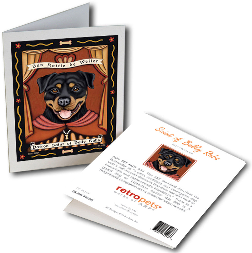 Rottweiler Art "Patron Saint of Belly Rubs" 6 Small Greeting Cards by Krista Brooks