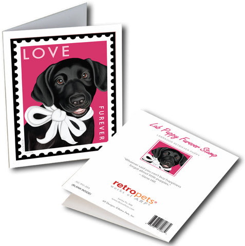 Labrador Art "Lab LOVE Furever Stamp - Black Lab" 6 Small Greeting Cards by Krista Brooks