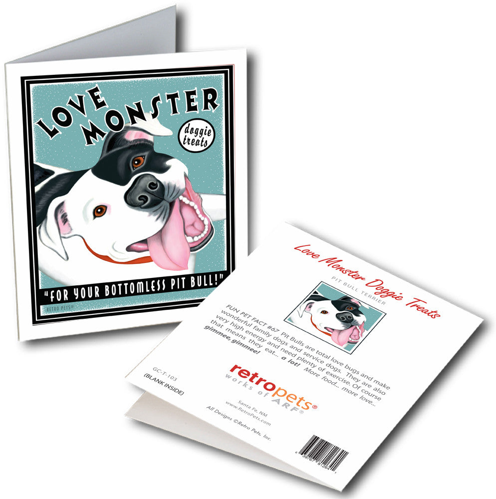 Pit Bull Terrier Art "Love Monster" 6 Small Greeting Cards by Krista Brooks