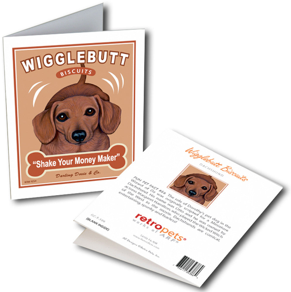 Dachshund Art "Wigglebutt Biscuits" 6 Small Greeting Cards by Krista Brooks