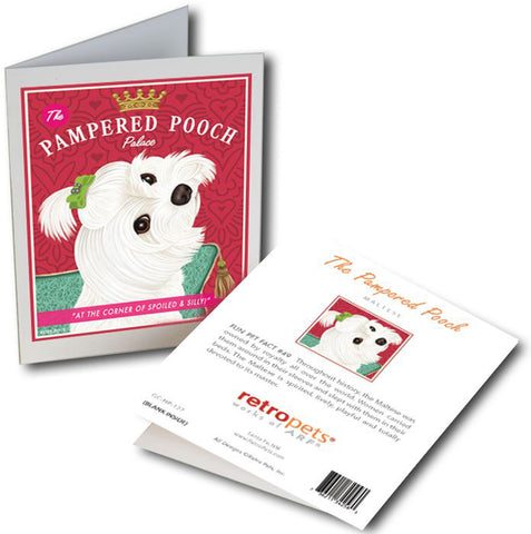 Maltese Dog Art "Pampered Pooch" 6 Small Greeting Cards by Krista Brooks