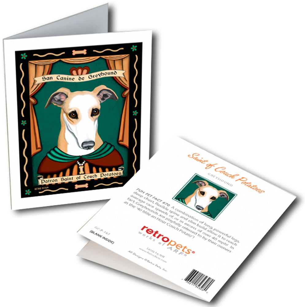 Greyhound Art "Saint of Couch Potatoes" 6 Small Greeting Cards by Krista Brooks