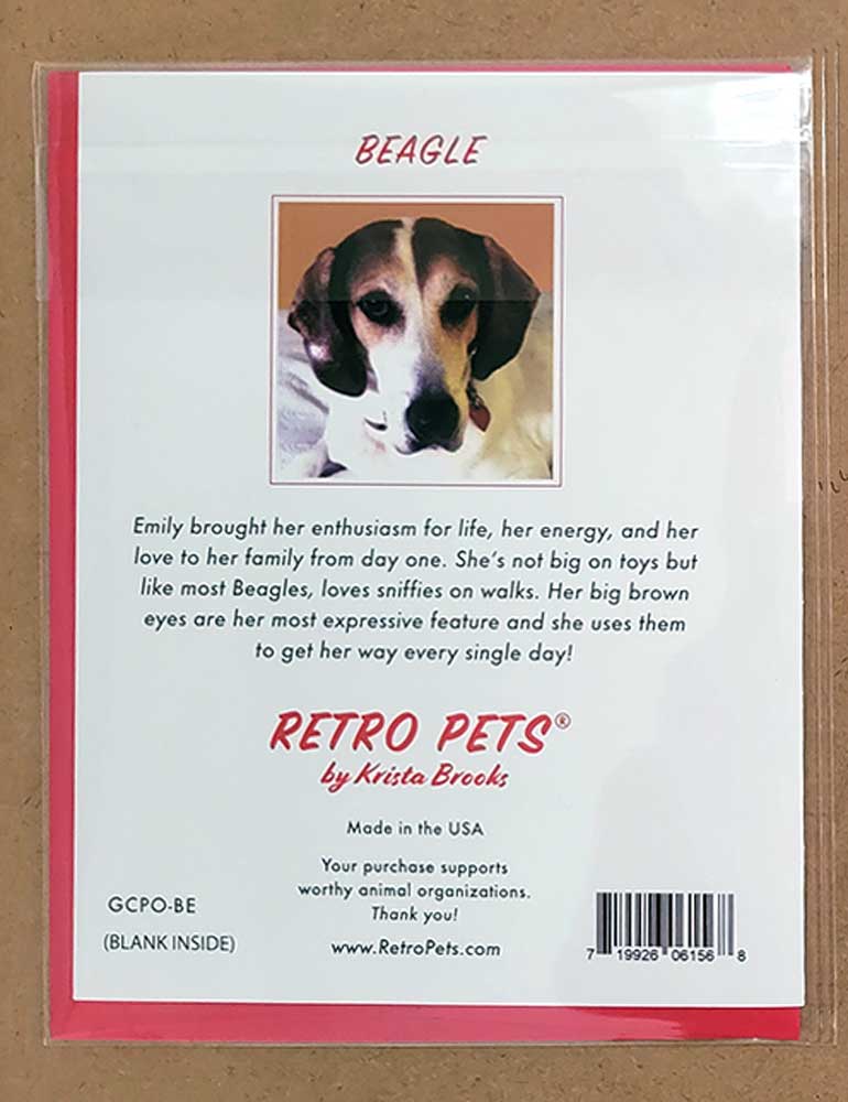 Beagle Art LOVE Stamp 6 Small Greeting Cards | Retro Pets