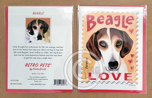 Beagle Art LOVE Stamp 6 Small Greeting Cards | Retro Pets