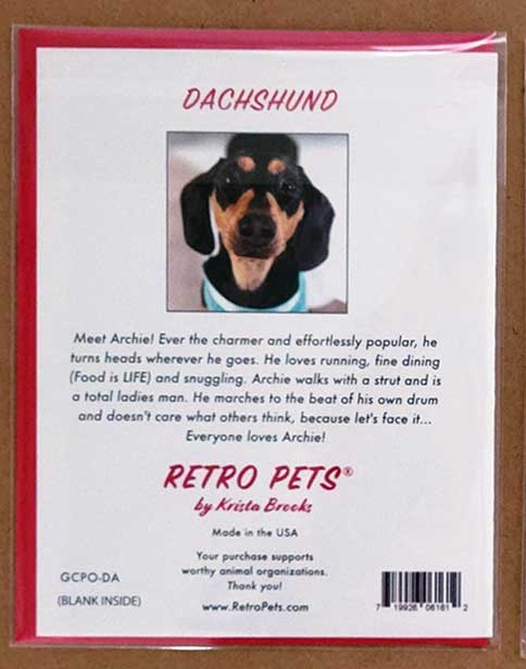 Dachshund Art Faux Postage Stamp 6 Small Greeting Cards | Retro Pets