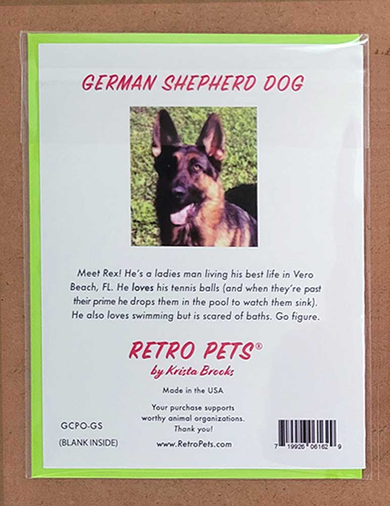 German Shepherd Art LOVE Stamp 6 Small Greeting Cards | Retro Pets