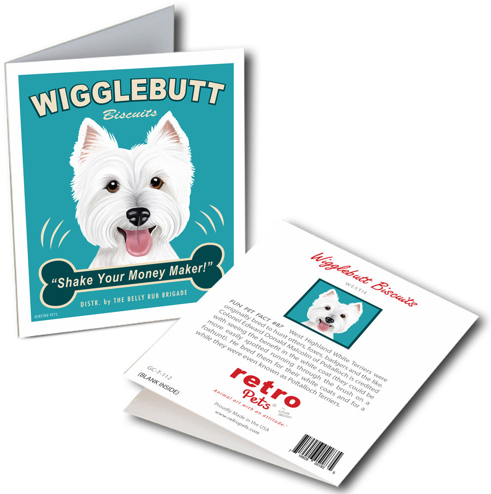 Westie Art "Wigglebutt Westie" 6 Small Greeting Cards by Krista Brooks