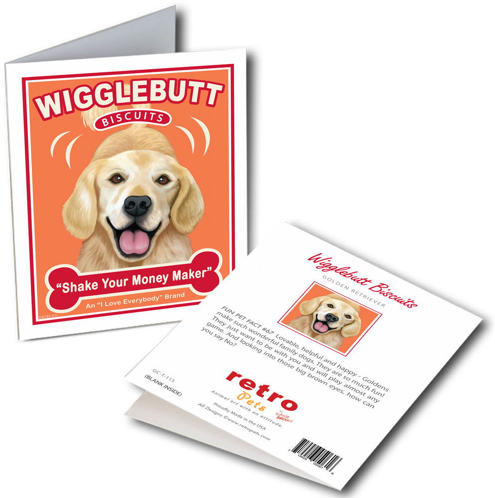 Golden Retriever Art "Wigglebutt Golden" 6 Small Greeting Cards by Krista Brooks