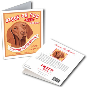 Vizsla Art "Stuck on You" Faux Treat - 6 Small Greeting Cards