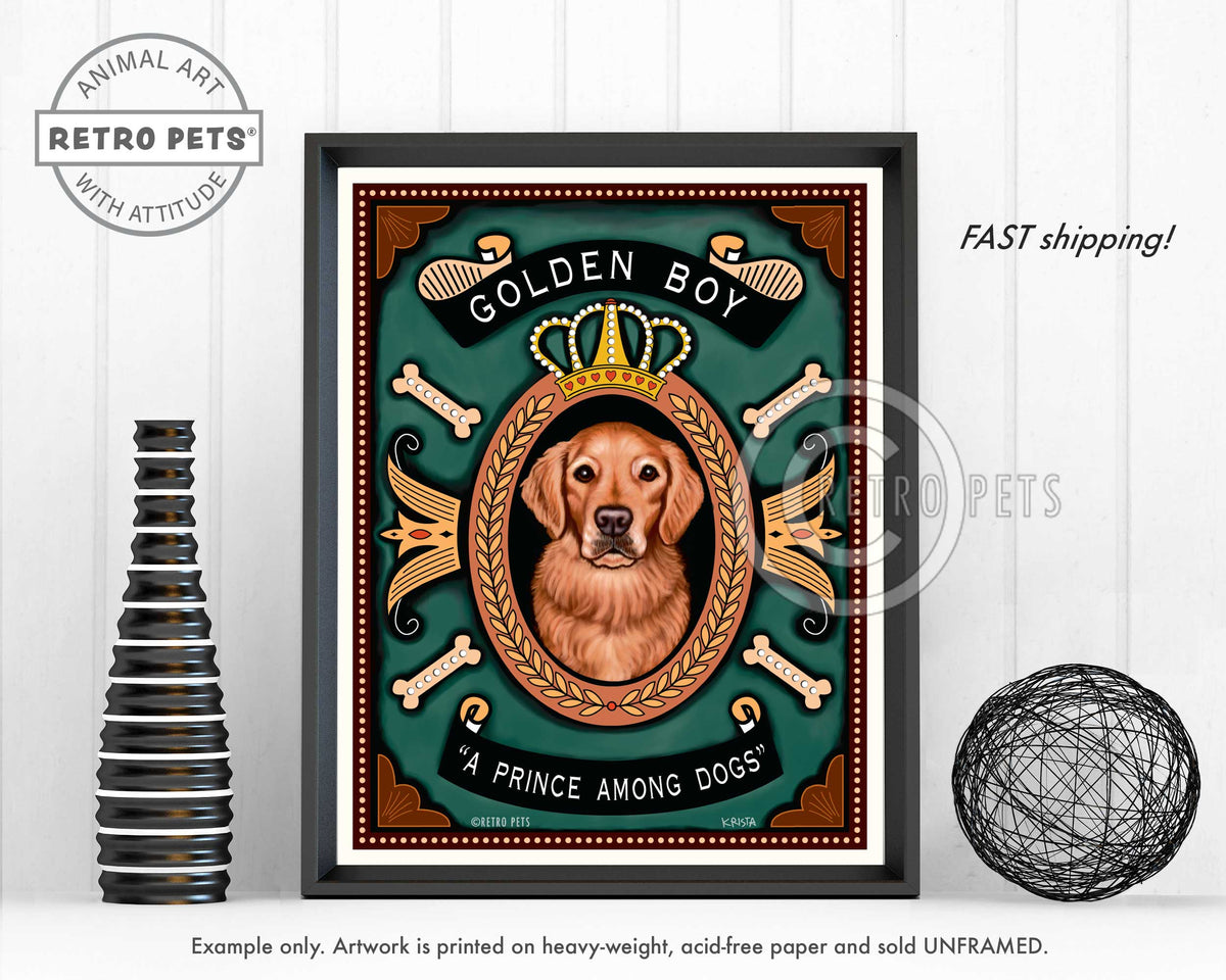 Golden Retriever Art "Golden Boy - A Prince Among Dogs" Art Print by Krista Brooks