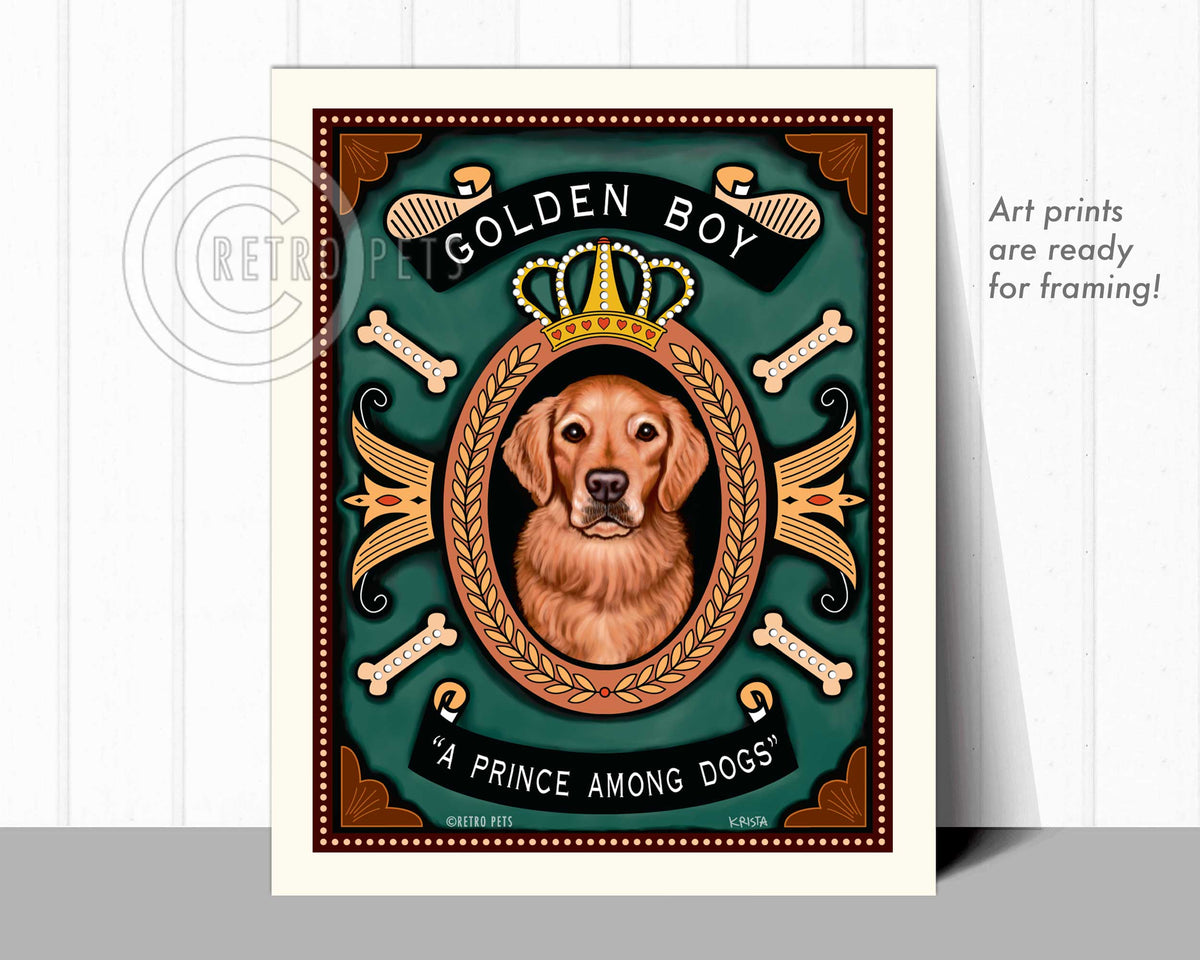 Golden Retriever Art "Golden Boy - A Prince Among Dogs" Art Print by Krista Brooks
