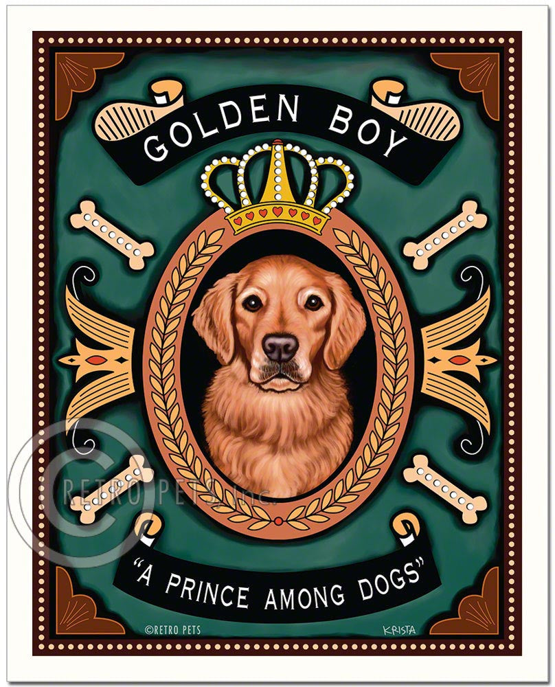 Golden Retriever Art "Golden Boy - A Prince Among Dogs" Art Print by Krista Brooks