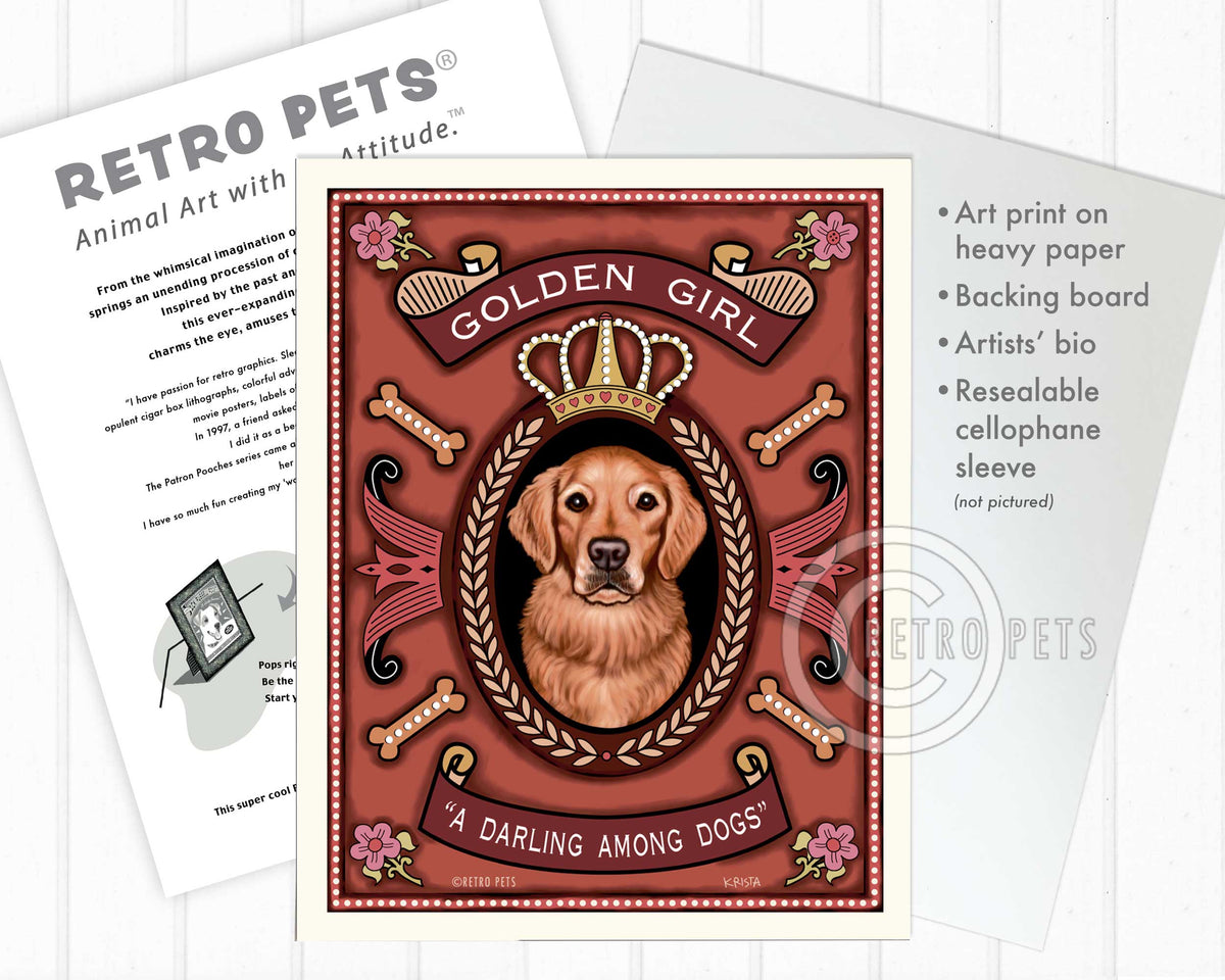 Golden Retriever Art "Golden Girl - A Darling Among Dogs" Art Print by Krista Brooks