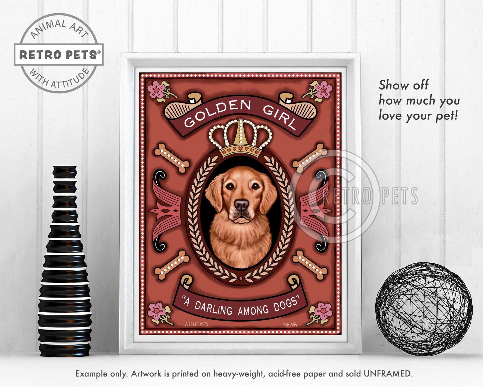 Golden Retriever Art "Golden Girl - A Darling Among Dogs" Art Print by Krista Brooks